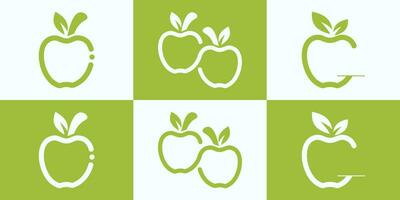 Set apple fruit logo fresh fruit with creative concept Premium Vector
