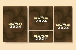 Happy New Year Flyer and Social Media Bundle Set with Abstract Background Geometric vector