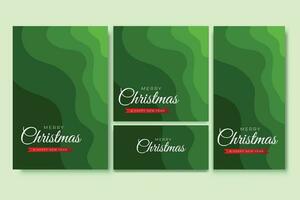 Merry Christmas Flyer and Social Media Bundle Set with Abstract Background Geometric vector