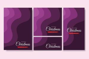 Merry Christmas Flyer and Social Media Bundle Set with Abstract Background Geometric vector