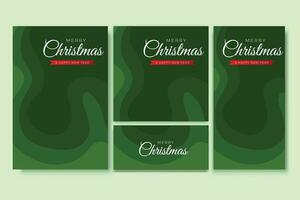 Merry Christmas Flyer and Social Media Bundle Set with Abstract Background Geometric vector