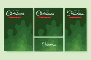 Merry Christmas Flyer and Social Media Bundle Set with Abstract Background Geometric vector