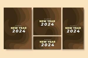 Happy New Year Flyer and Social Media Bundle Set with Abstract Background Geometric vector