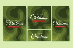 Merry Christmas Flyer and Social Media Bundle Set with Abstract Background Geometric vector