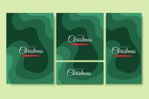 Merry Christmas Flyer and Social Media Bundle Set with Abstract Background Geometric vector