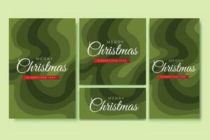 Merry Christmas Flyer and Social Media Bundle Set with Abstract Background Geometric vector