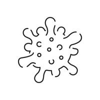 Flu line icon. Thin line icon with bacterium, virus, microbe and protection shield. vector