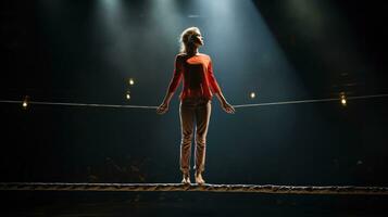 Tightrope. Precarious balance with the audiences breath photo