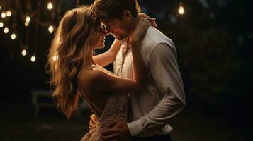 Romantic slow dance with intimate embrace photo