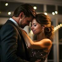 Romantic slow dance with intimate embrace photo