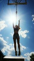 Trapeze. Swinging and flipping high above the ground photo