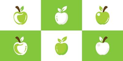 Set apple fruit logo fresh fruit with creative concept Premium Vector