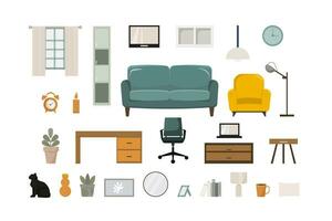 Interior living room and office in a modern style vector