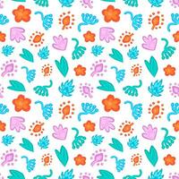 Seamless pattern of floral elements memphis vector