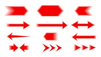 Set red blurry arrow icon. Vector illustration