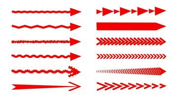 Set red long arrow icon. Vector illustration.