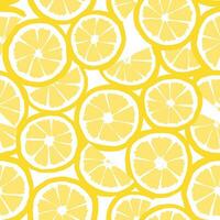 Hand drawn seamless pattern with lemon slices on white background vector