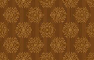 Seamless Damask Wallpaper On Brown Background vector