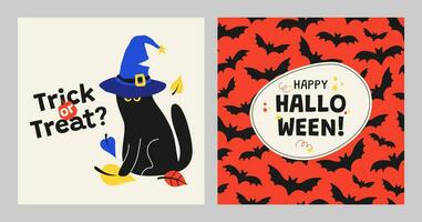 Halloween set of cards. Vector template for the holiday.