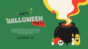 Halloween vector banner. Web landing template.