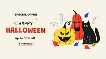 Halloween vector banner. Web landing template.