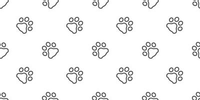 Dog Paw seamless pattern footprint vector pet cat scarf isolated cartoon repeat wallpaper tile background line design