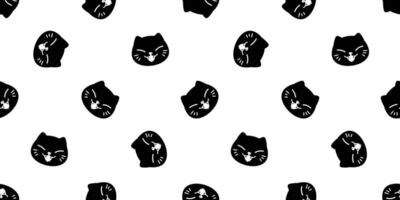 cat seamless pattern vector kitten head face scarf isolated cartoon tile wallpaper repeat background halloween illustration design