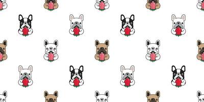 dog seamless pattern vector french bulldog strawberry cartoon scarf isolated repeat background tile wallpaper doodle illustration design