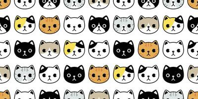 cat seamless pattern vector kitten calico head face breed paw cartoon scarf isolated tile wallpaper repeat background illustration doodle design