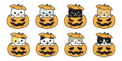cat vector pumpkin Halloween icon kitten breed calico logo symbol cartoon character doodle illustration design