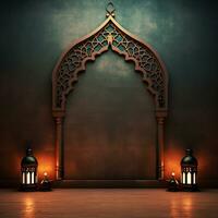 Islamic mosque background and interior with arabic traditional ornament photo