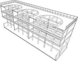 3d ilustración de industrial edificio vector