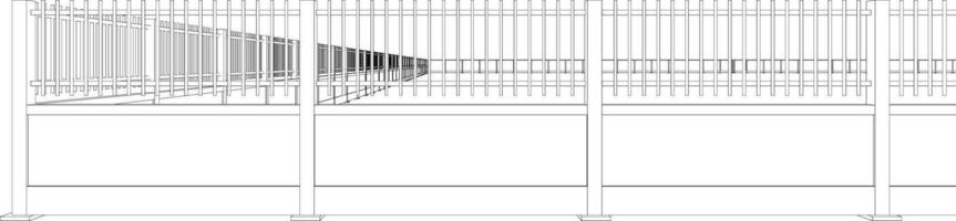 3D illustration of fence and wall vector