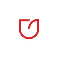letter uj simple geometric linked line logo vector