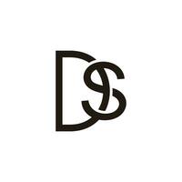 letter ds linked 3d flat logo vector