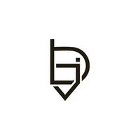 letter bj lowercase simple geometric logo vector