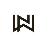 letter wn simple geometric line overlap logo vector