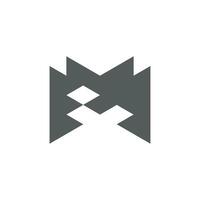 letter m simple geometric square pixel logo vector