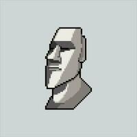 Pixel art illustration Moai stone. Pixelated stone head. Moai stone head icon pixelated for the pixel art game and icon for website and video game. old school retro. vector