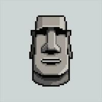 Pixel art illustration Moai stone. Pixelated stone head. Moai stone head icon pixelated for the pixel art game and icon for website and video game. old school retro. vector