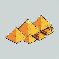 Pixel art illustration Pyramid. Pixelated Pyramid. Pyramid building icon pixelated for the pixel art game and icon for website and video game. old school retro. vector