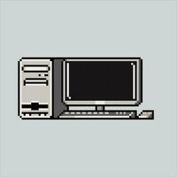 Pixel art illustration computer. Pixelated old computer. old classic computer icon pixelated for the pixel art game and icon for website and video game. old school retro. vector