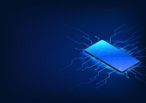 teléfono inteligente tecnología el espalda de el móvil teléfono es un interconectado tecnológico circuito. se refiere a teléfono inteligente tecnología ese lata conectar a otro dispositivos a controlar uso. vector