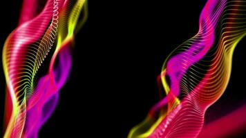 colorful line wave digital effect particles animated data flow concept, sci-fi background digital space lines and surface waves on black background video