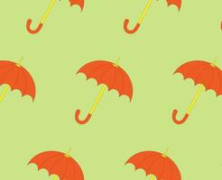 Red umbrella on green background autumn seamless pattern vector EPS10