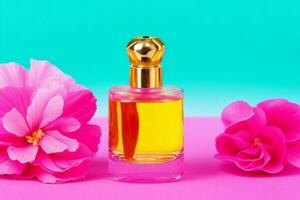 Perfume bottle mockup. AI Generative Pro Photo