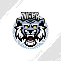 Oriental White Tiger Head Logo Mascot Digital Illustration vector