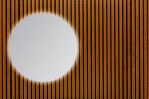 round mirror on wooden background photo