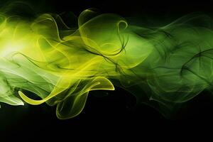 Modern background with smoke effect, color mixing, yellow and green. Generative AI photo