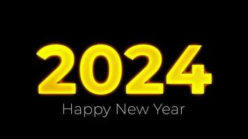 2024 nuovo anno numero rimbalzo animazione su un' nero. contento nuovo anno 2024 video